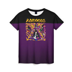 Женская футболка 3D с принтом Ramones 4 в Тюмени, 100% полиэфир ( синтетическое хлопкоподобное полотно) | прямой крой, круглый вырез горловины, длина до линии бедер | joey ramone | punk | джоуи рамон | панк | рамонез | рамонес