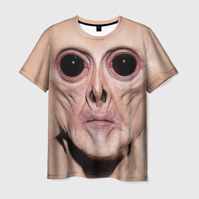Мужская футболка 3D с принтом Пришелец в Тюмени, 100% полиэфир | прямой крой, круглый вырез горловины, длина до линии бедер | взгляд | вселенная | инопланетянин | космос | пришелец