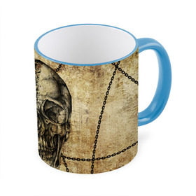 Кружка 3D с принтом Skull & Chains в Тюмени, керамика | ёмкость 330 мл | Тематика изображения на принте: красивый | крутой | рисунок | узор | цепи | череп