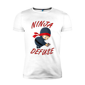 Мужская футболка премиум с принтом Ninja Defuse в Тюмени, 92% хлопок, 8% лайкра | приталенный силуэт, круглый вырез ворота, длина до линии бедра, короткий рукав | Тематика изображения на принте: 