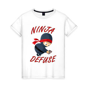 Женская футболка хлопок с принтом Ninja Defuse в Тюмени, 100% хлопок | прямой крой, круглый вырез горловины, длина до линии бедер, слегка спущенное плечо | Тематика изображения на принте: 