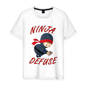 Мужская футболка хлопок с принтом Ninja Defuse в Тюмени, 100% хлопок | прямой крой, круглый вырез горловины, длина до линии бедер, слегка спущенное плечо. | Тематика изображения на принте: 
