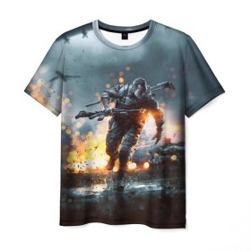 Мужская футболка 3D с принтом Battlefield в Тюмени, 100% полиэфир | прямой крой, круглый вырез горловины, длина до линии бедер | battlefield | батла | батлфилд | игра
