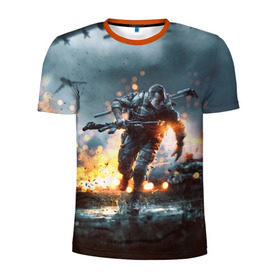 Мужская футболка 3D спортивная с принтом Battlefield в Тюмени, 100% полиэстер с улучшенными характеристиками | приталенный силуэт, круглая горловина, широкие плечи, сужается к линии бедра | Тематика изображения на принте: battlefield | батла | батлфилд | игра
