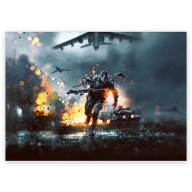 Поздравительная открытка с принтом Battlefield в Тюмени, 100% бумага | плотность бумаги 280 г/м2, матовая, на обратной стороне линовка и место для марки
 | Тематика изображения на принте: battlefield | батла | батлфилд | игра