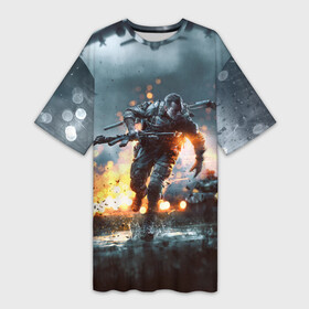 Платье-футболка 3D с принтом Battlefield в Тюмени,  |  | battlefield | батла | батлфилд | игра