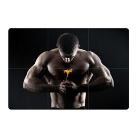 Магнитный плакат 3Х2 с принтом Цветок в Тюмени, Полимерный материал с магнитным слоем | 6 деталей размером 9*9 см | культурист | мужчина | мышцы | парень | подарок | спортсмен | цветок