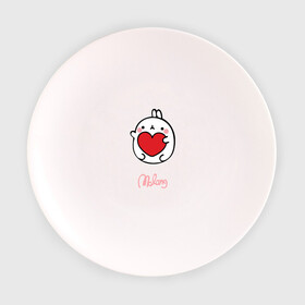 Тарелка с принтом Кролик Моланг (сердце) в Тюмени, фарфор | диаметр - 210 мм
диаметр для нанесения принта - 120 мм | Тематика изображения на принте: molang | каваи | кролик | любовь | моланг | сердце