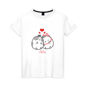 Женская футболка хлопок с принтом Кролик Моланг (любовь) в Тюмени, 100% хлопок | прямой крой, круглый вырез горловины, длина до линии бедер, слегка спущенное плечо | molang | каваи | кролик | любовь | моланг