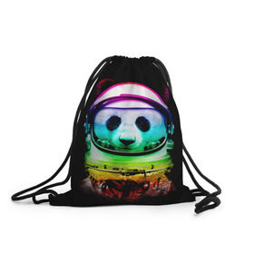 Рюкзак-мешок 3D с принтом Панда космонавт в Тюмени, 100% полиэстер | плотность ткани — 200 г/м2, размер — 35 х 45 см; лямки — толстые шнурки, застежка на шнуровке, без карманов и подкладки | астронавт | звезды | космонавт | космос | панда | радуга