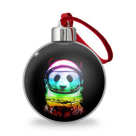 Ёлочный шар с принтом Панда космонавт в Тюмени, Пластик | Диаметр: 77 мм | астронавт | звезды | космонавт | космос | панда | радуга