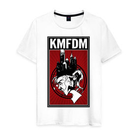 Мужская футболка хлопок с принтом KMFDM 2013 в Тюмени, 100% хлопок | прямой крой, круглый вырез горловины, длина до линии бедер, слегка спущенное плечо. | industrial | город | крик