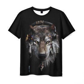 Мужская футболка 3D с принтом Волк в Тюмени, 100% полиэфир | прямой крой, круглый вырез горловины, длина до линии бедер | wolf | волк | животные | прикольные картинки