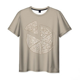 Мужская футболка 3D с принтом Пицца в Тюмени, 100% полиэфир | прямой крой, круглый вырез горловины, длина до линии бедер | грибы | еда | колбаса | кусок | пицца | помидоры