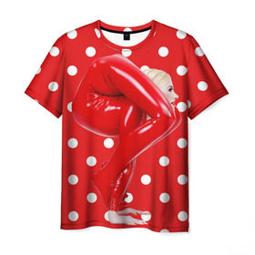 Мужская футболка 3D с принтом Гибкость в Тюмени, 100% полиэфир | прямой крой, круглый вырез горловины, длина до линии бедер | Тематика изображения на принте: белый | германия | гибкость | горошек | девушка | красный | латекс | юлия гюнтель