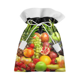 Подарочный 3D мешок с принтом Фрукты в Тюмени, 100% полиэстер | Размер: 29*39 см | ананас | апельсин | арбуз | банан | виноград | гранат | груша | клубника | фрукты | яблоко | ягоды