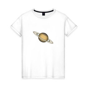 Женская футболка хлопок с принтом Сатурн - Saturn в Тюмени, 100% хлопок | прямой крой, круглый вырез горловины, длина до линии бедер, слегка спущенное плечо | космос | планета | сатурн
