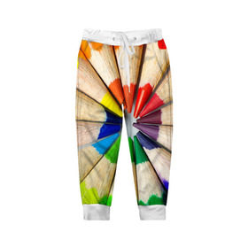 Детские брюки 3D с принтом Карандаши в Тюмени, 100% полиэстер | манжеты по низу, эластичный пояс регулируется шнурком, по бокам два кармана без застежек, внутренняя часть кармана из мелкой сетки | карандаш | радуга | разноцветная | цветная