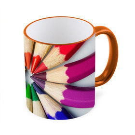 Кружка 3D с принтом Карандаши в Тюмени, керамика | ёмкость 330 мл | Тематика изображения на принте: карандаш | радуга | разноцветная | цветная