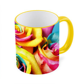 Кружка 3D с принтом Радужная роза в Тюмени, керамика | ёмкость 330 мл | Тематика изображения на принте: бутон | лепестки | радуга | радужная роза | спектр | цвет | цветные | яркий