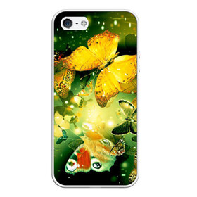 Чехол силиконовый для Телефон Apple iPhone 5/5S с принтом Бабочки в Тюмени, Силикон | Область печати: задняя сторона чехла, без боковых панелей | разноцветный | яркие