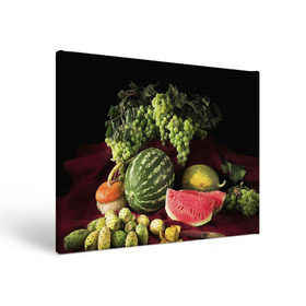 Холст прямоугольный с принтом Арбуз в Тюмени, 100% ПВХ |  | Тематика изображения на принте: арбуз | виноград | каштан | натюрморт | плоды | ягоды