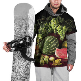Накидка на куртку 3D с принтом Арбуз в Тюмени, 100% полиэстер |  | арбуз | виноград | каштан | натюрморт | плоды | ягоды