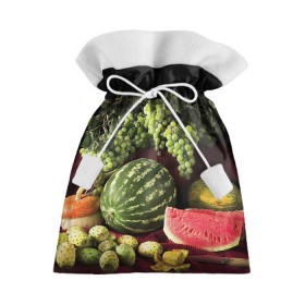 Подарочный 3D мешок с принтом Арбуз в Тюмени, 100% полиэстер | Размер: 29*39 см | арбуз | виноград | каштан | натюрморт | плоды | ягоды
