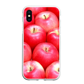 Чехол для iPhone XS Max матовый с принтом Яблоки в Тюмени, Силикон | Область печати: задняя сторона чехла, без боковых панелей | Тематика изображения на принте: красные | плоды | уражай | фрукты | яблоки