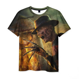 Мужская футболка 3D с принтом Фредди Крюгер в Тюмени, 100% полиэфир | прямой крой, круглый вырез горловины, длина до линии бедер | freddy krueger | nightmare