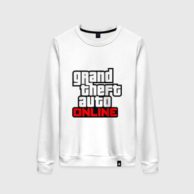 Женский свитшот хлопок с принтом Grand Theft Auto Online в Тюмени, 100% хлопок | прямой крой, круглый вырез, на манжетах и по низу широкая трикотажная резинка  | 