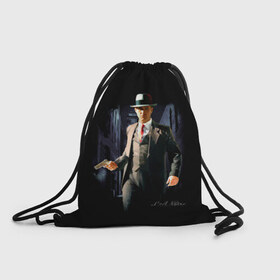 Рюкзак-мешок 3D с принтом L.A. Noire в Тюмени, 100% полиэстер | плотность ткани — 200 г/м2, размер — 35 х 45 см; лямки — толстые шнурки, застежка на шнуровке, без карманов и подкладки | los angeles | лос анджелес | нуар