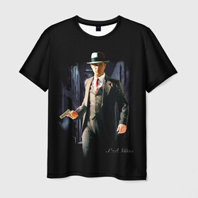 Мужская футболка 3D с принтом L.A. Noire в Тюмени, 100% полиэфир | прямой крой, круглый вырез горловины, длина до линии бедер | los angeles | лос анджелес | нуар