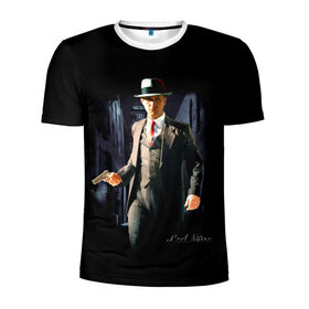 Мужская футболка 3D спортивная с принтом L.A. Noire в Тюмени, 100% полиэстер с улучшенными характеристиками | приталенный силуэт, круглая горловина, широкие плечи, сужается к линии бедра | los angeles | лос анджелес | нуар