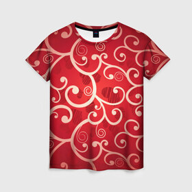 Женская футболка 3D с принтом Background в Тюмени, 100% полиэфир ( синтетическое хлопкоподобное полотно) | прямой крой, круглый вырез горловины, длина до линии бедер | hearts | red | romantic | valentine | прикольные | сердечки | фон