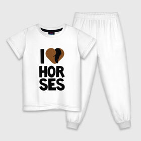 Детская пижама хлопок с принтом I love horses в Тюмени, 100% хлопок |  брюки и футболка прямого кроя, без карманов, на брюках мягкая резинка на поясе и по низу штанин
 | horse | кони | конный спорт | лошадь | я люблю