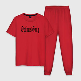 Мужская пижама хлопок с принтом Optimus Gang в Тюмени, 100% хлопок | брюки и футболка прямого кроя, без карманов, на брюках мягкая резинка на поясе и по низу штанин
 | og | optimus gang | оптимус генг