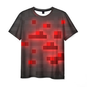 Мужская футболка 3D с принтом Редстоун в Тюмени, 100% полиэфир | прямой крой, круглый вырез горловины, длина до линии бедер | красная руда | майнкрафт
