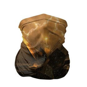 Бандана-труба 3D с принтом Разряд молнии в Тюмени, 100% полиэстер, ткань с особыми свойствами — Activecool | плотность 150‒180 г/м2; хорошо тянется, но сохраняет форму | коричневый | куб | ток | чёрный | электричество