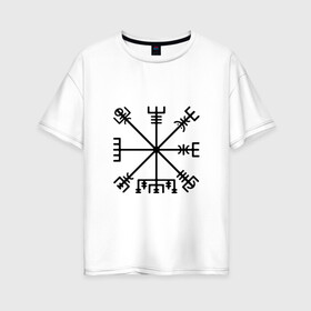 Женская футболка хлопок Oversize с принтом Вегвизир в Тюмени, 100% хлопок | свободный крой, круглый ворот, спущенный рукав, длина до линии бедер
 | вигинги | кельты | компас | руны