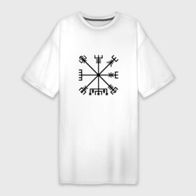 Платье-футболка хлопок с принтом Вегвизир в Тюмени,  |  | вигинги | кельты | компас | руны