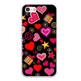 Чехол силиконовый для Телефон Apple iPhone 5/5S с принтом Любовь в Тюмени, Силикон | Область печати: задняя сторона чехла, без боковых панелей | Тематика изображения на принте: love is | любовь | подарки | сердца