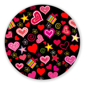 Коврик круглый с принтом Любовь в Тюмени, резина и полиэстер | круглая форма, изображение наносится на всю лицевую часть | Тематика изображения на принте: love is | любовь | подарки | сердца