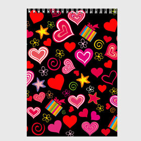 Скетчбук с принтом Любовь в Тюмени, 100% бумага
 | 48 листов, плотность листов — 100 г/м2, плотность картонной обложки — 250 г/м2. Листы скреплены сверху удобной пружинной спиралью | Тематика изображения на принте: love is | любовь | подарки | сердца