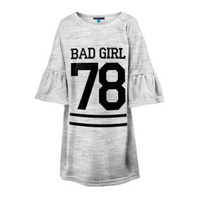 Детское платье 3D с принтом Bad girl в Тюмени, 100% полиэстер | прямой силуэт, чуть расширенный к низу. Круглая горловина, на рукавах — воланы | Тематика изображения на принте: bad | bad girl | girl | hipster | swag | свег | свэг | хипстер | хисптеры | цитата