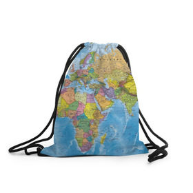Рюкзак-мешок 3D с принтом Карта в Тюмени, 100% полиэстер | плотность ткани — 200 г/м2, размер — 35 х 45 см; лямки — толстые шнурки, застежка на шнуровке, без карманов и подкладки | map | world | глобус | мир | россия