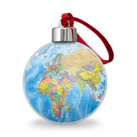 Ёлочный шар с принтом Карта в Тюмени, Пластик | Диаметр: 77 мм | Тематика изображения на принте: map | world | глобус | мир | россия