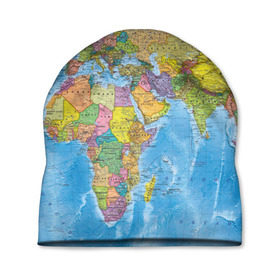 Шапка 3D с принтом Карта в Тюмени, 100% полиэстер | универсальный размер, печать по всей поверхности изделия | map | world | глобус | мир | россия