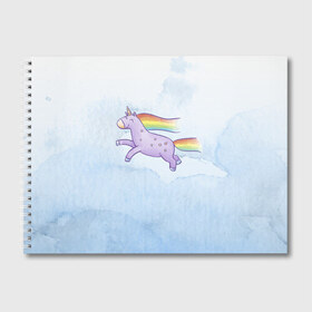 Альбом для рисования с принтом Единорожка в Тюмени, 100% бумага
 | матовая бумага, плотность 200 мг. | единорог | лошадь | радость | радуга