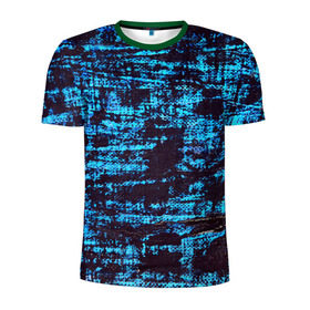 Мужская футболка 3D спортивная с принтом Джинсовый в Тюмени, 100% полиэстер с улучшенными характеристиками | приталенный силуэт, круглая горловина, широкие плечи, сужается к линии бедра | blue | grunge | джинсы | краска